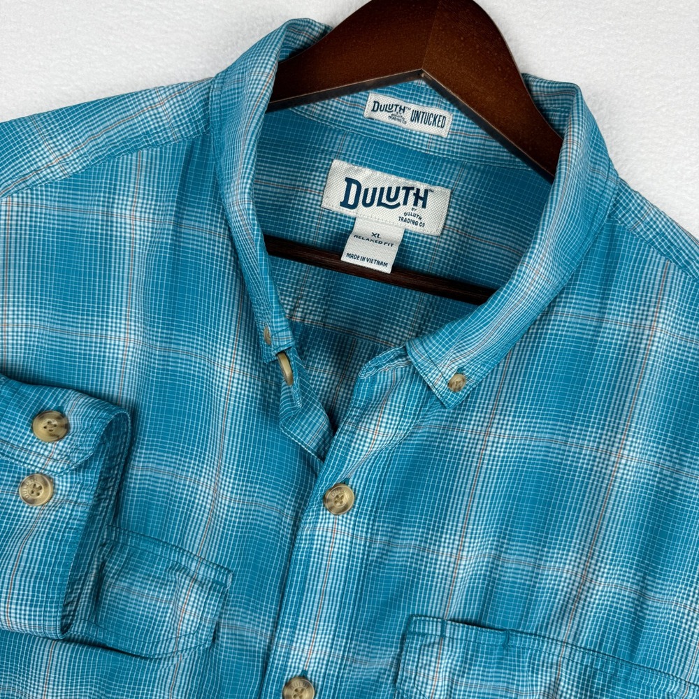Duluth Trading Co Mens XL Armachillo Relaxed Fit Roll Tab Sleeve Shirt Untucked